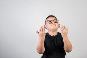 Funny portrait boy studio photo