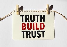Card with text truth build trust . Diagram and white background photo