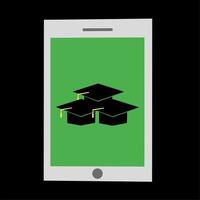 vector illustration of graduation cap and gadgets in data design. suitable for technology and education logos