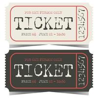 Vintage shabby retro ticket design. Vector craft paper ticket or control talon template suitable for event and show access or cinema, theatre, circus, carnival and festival admission.