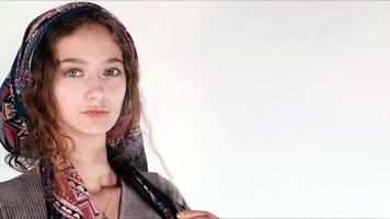 Middle Eastern Young Girl in Headscarf Pose photo