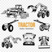 tractor farming outline, Agriculture plant, Gardening, farming, Organic food vector