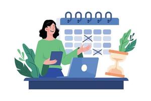 Businesswoman Doing Calendar Management vector