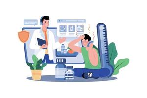 Man Getting Online Health Support vector