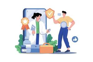 Man Finding The Best Doctor In The Medical App vector