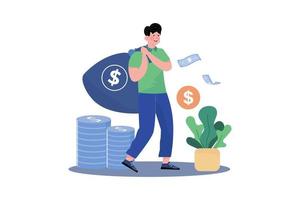 Man carrying a bag of money vector