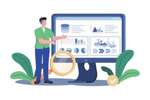Businessman Analyzing Dashboard Illustration concept on white background vector