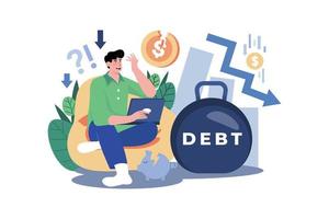 Businessman With Huge Debt Illustration concept on white background vector