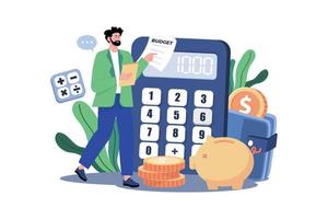 Man Calculating Project Budget Illustration concept on white background vector