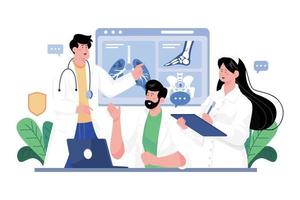 médico equipo discusión ilustración concepto en blanco antecedentes vector