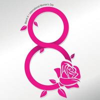 Abstract rose with the stem forming the number 8 in pink with the message International Women's Day on white background vector