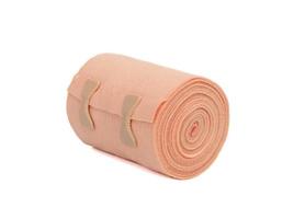 Medical elastic bandage roll isolated on white background photo