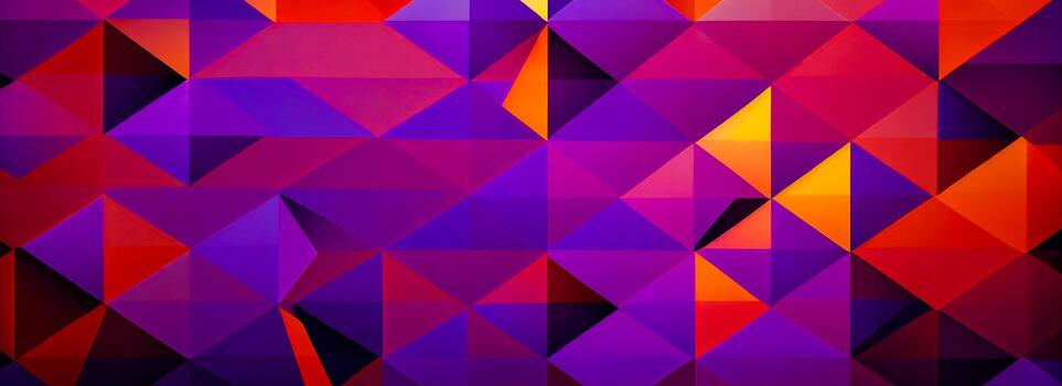 Abstract background consisting of geometric pattern. Gradient color from violet to red. Wide angle format banner photo