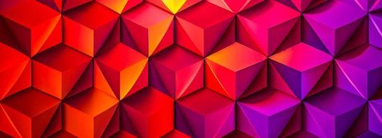Abstract background consisting of geometric pattern. Gradient color from violet to red. Wide angle format banner photo