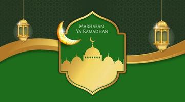 luxury background islamic ramadhan kareem green vector