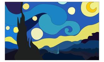 The Starry Night based on Vincent van Gogh's painting. vector