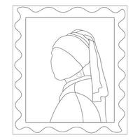 Girl with a pearl earring. Painting by the artist Vermeer. Vector illustration