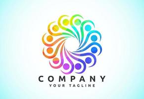 Connect People Logo Template, Social media network people logo vector