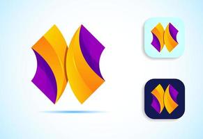Abstract origami initial alphabet X logo design. Multi-color gradient letter icon vector illustration.