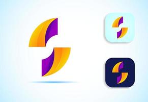 Abstract origami initial alphabet S logo design. Multi-color gradient letter icon vector illustration.