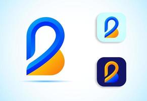 Abstract initial alphabet B logo design. Multi-color gradient letter icon vector illustration.