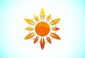 Abstract polygonal sun logo design, Solar sunburst icon. Geometric triangle shapes vector