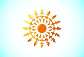 Abstract polygonal sun logo design, Solar sunburst icon. Geometric triangle shapes vector