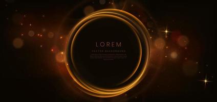 Abstract glowing gold lines on dark brown background with lighting effect and sparkle with copy space for text. Luxury design style. vector