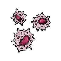 Natural killer cell isolated on white background. Hand drawn scientific microbiology vector illustration in sketch style. Adaptive immune system