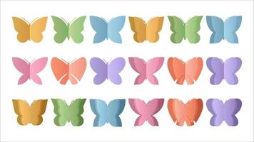 conjunto de sencillo mariposa con papel estilo diseño vector