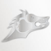 Design Head of Aggressive Wolf in silver color vector