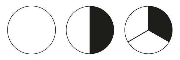 Segmented charts collection. Many number of sectors divide the circle on equal parts. Outline black thin graphics. Set of pie charts.