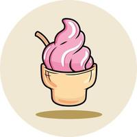 Ice cream vector illustration created using vector graphic design software depicting different types of ice cream in a container, cone, or bowl.