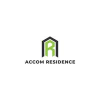 Abstract initial letter AR or RA logo in green-black color isolated in white background applied for hospitality company logo also suitable for the brands or companies have initial name RA or AR. vector