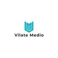 Abstract initial letter VM or MV logo in blue color isolated in white background applied for digital marketing agency logo also suitable for the brands or companies have initial name MV or VM. vector