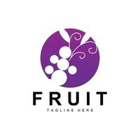 uva logo, granja Fruta vector, Fresco púrpura Fruta diseño, uva producto icono, Fruta tienda vector