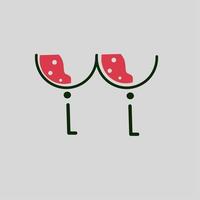 vector illustration, cute icon, glasses and wine