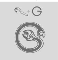 llave inglesa monograma logo, combinación con el letra gramo, muy adecuado para automotor empresa logotipos, vector
