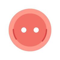 Vector clothing red button with two holes. Sewing button in flat design.