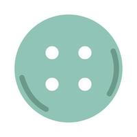 Vector clothing green button with four holes. Sewing button in flat design.