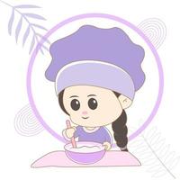 cute chibi chef character vector