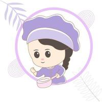 cute chibi chef character vector