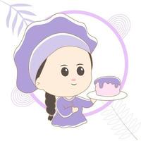 linda chibi cocinero personaje vector