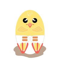 Easter, a chicken in a diaper.  Small cute illustration in flat style.  Vector