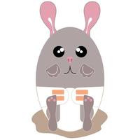 Easter, a bunny in a diaper.  Small cute illustration in flat style.  Vector