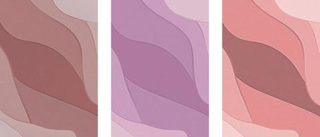 Vector abstract background in papercut style. Three colours