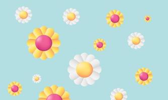 illustration realistic vector icon colorful daisy flower collection nature 3d creative isolated on background