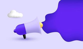 illustration realistic vector icon purple megaphone shouting 3d creative isolated on background