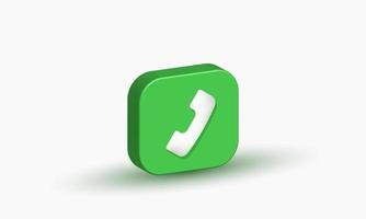 illustration realistic icon green phone button call 3d creative isolated on background vector