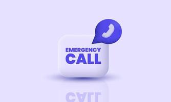 illustration realistic icon purple emergency call 3d creative isolated on background vector